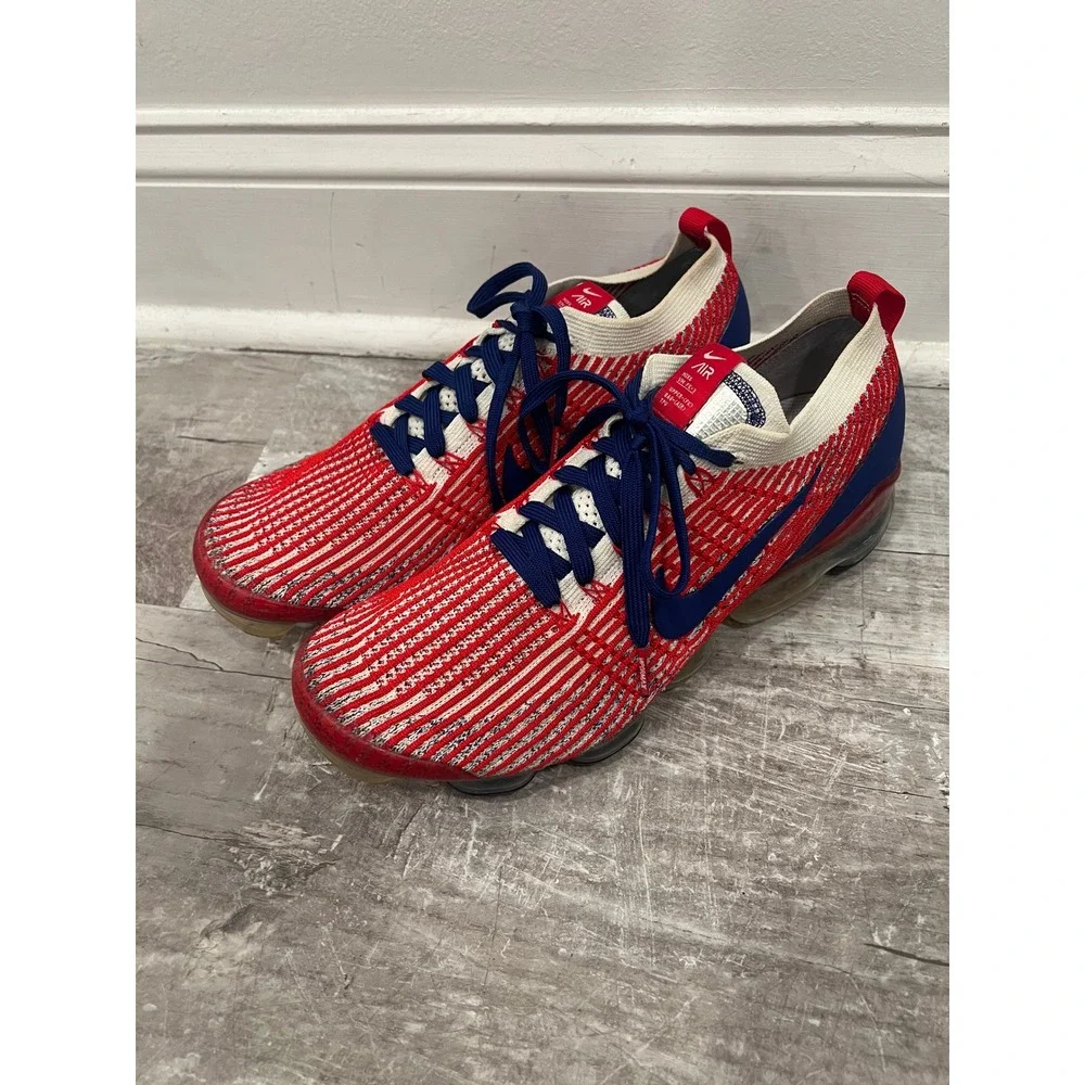 Nike Air VaporMax Flyknit 3 USA Men Sz 11 Red White Blue Sneakers CW5585-100